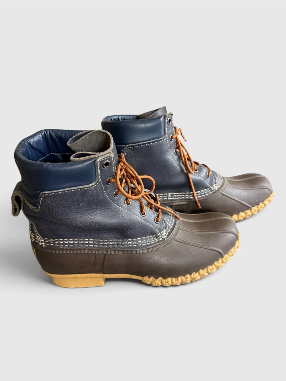 L.L. Bean Bean Boots Mens Navy Leather 6” Padded Collar Duck Boots